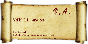 Váli Andos névjegykártya